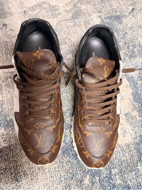 Louis Vuitton Brown Monogram Low-Top Sneakers with White Accents